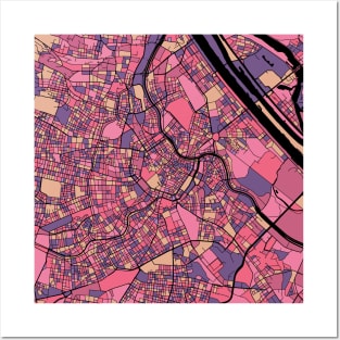 Vienna Map Pattern in Purple & Pink Posters and Art